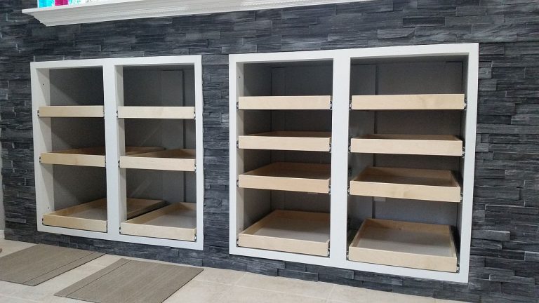 Living Room Pullout shelves Before Doors