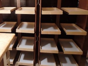 Tall Cabinet Wall with Pullout Shelves Front View